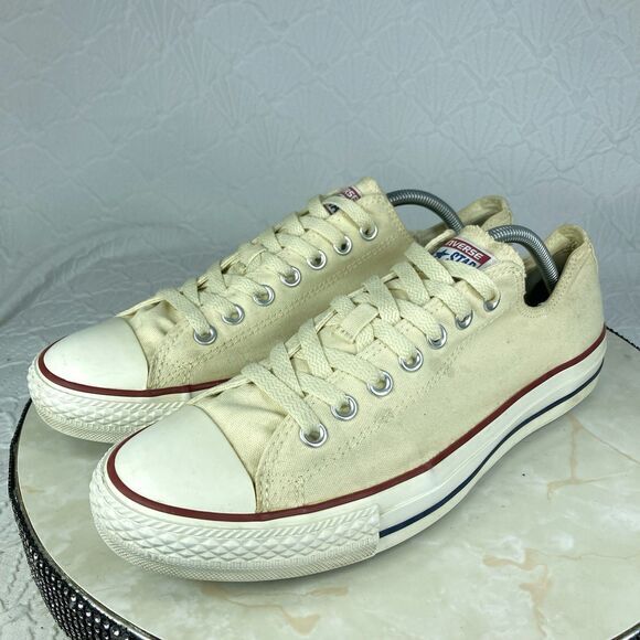 Converse All Star Low Top Sneakers Mens 10.5 Cream Canvas Streetwear Skate Shoes - Picture 5 of 13